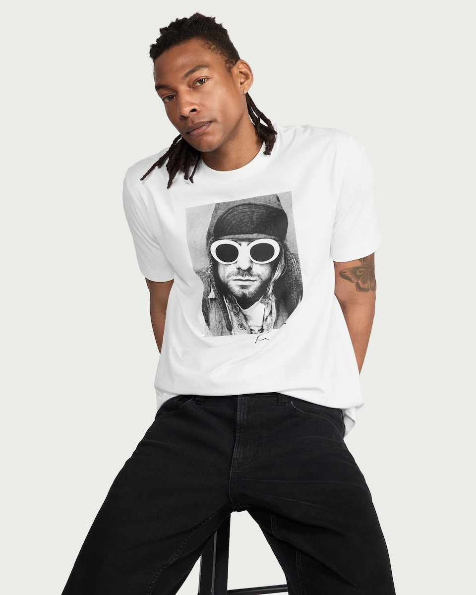 image 1 of Kurt Cobain Pure Cotton T-Shirt in White