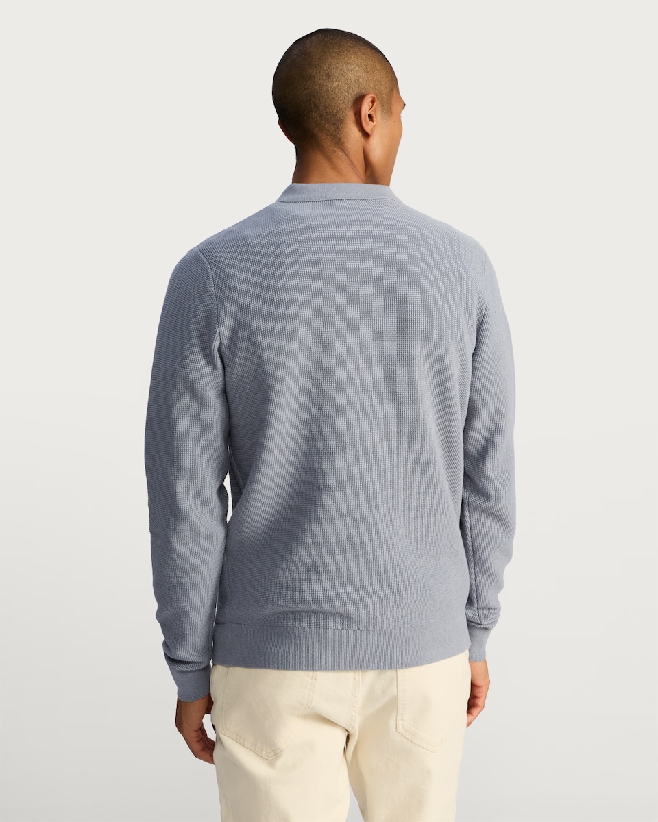 image 1 of F&F Pure Cotton Knitted Polo Jumper in Blue