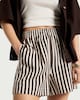 image 2 of F&F Striped Shorts with Linen in Brown