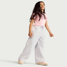 F&F Girls Cotton Rich Wide Leg Joggers in Grey