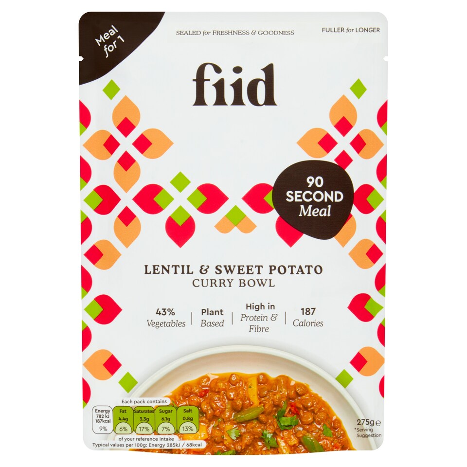 Fiid Lentil And Sweet Potato Curry Bowl 275G
