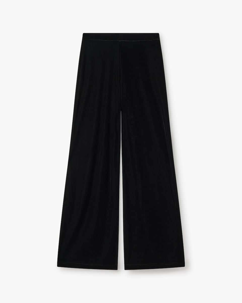 image 1 of F&F Velvet Wide Leg Co-ord Trousers in Black