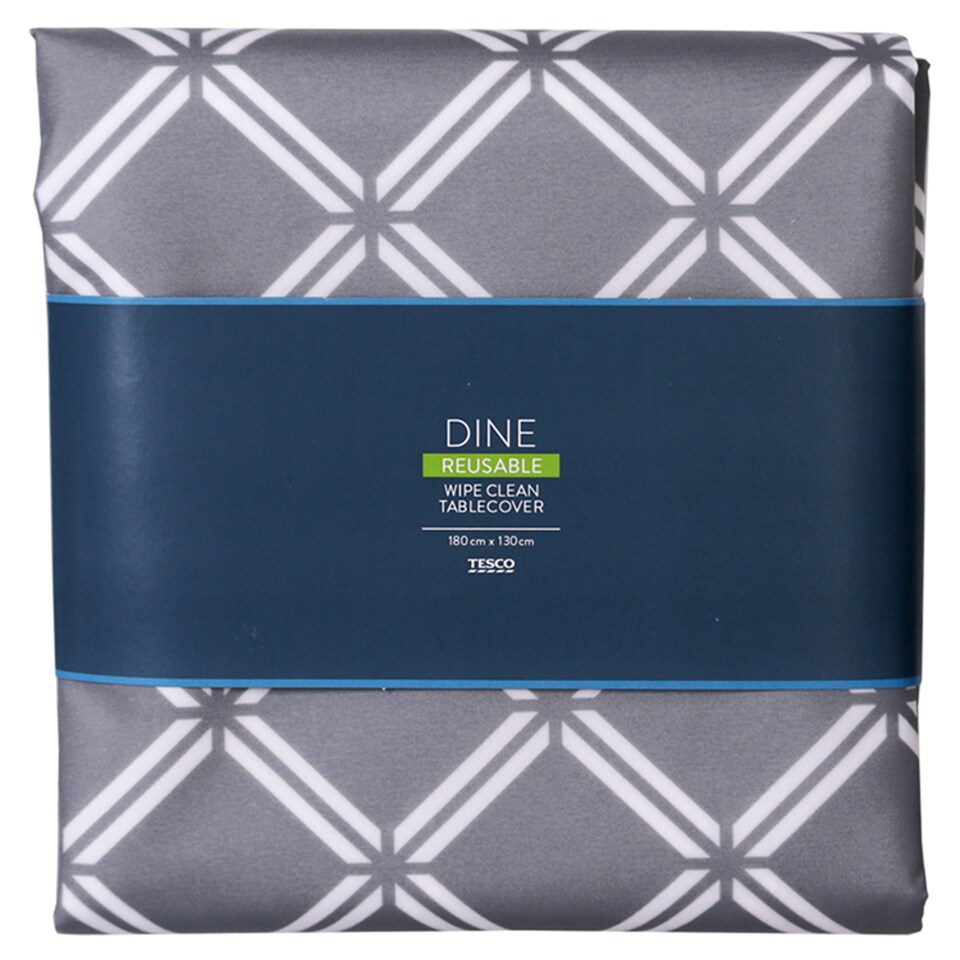 Tesco Grey Geo Reusable Tablecover