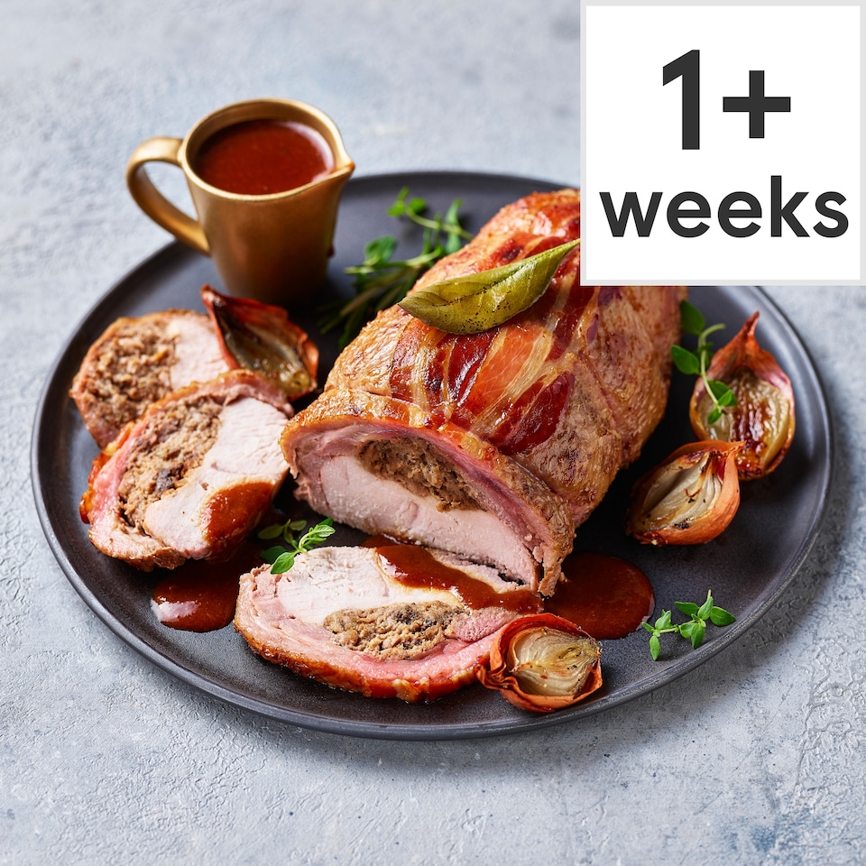 image 1 of 51. Tesco Finest Slow Cooked Two Bird Roast with a Pork & Plum Stuffing 1.1kg (Serves 4)