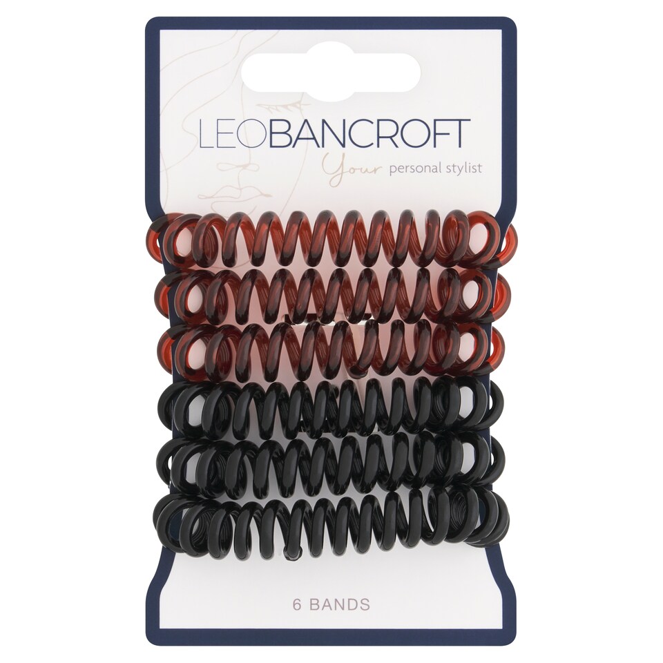 Leo Bancroft Spiral Hairbands Black & Brown 6 Pack
