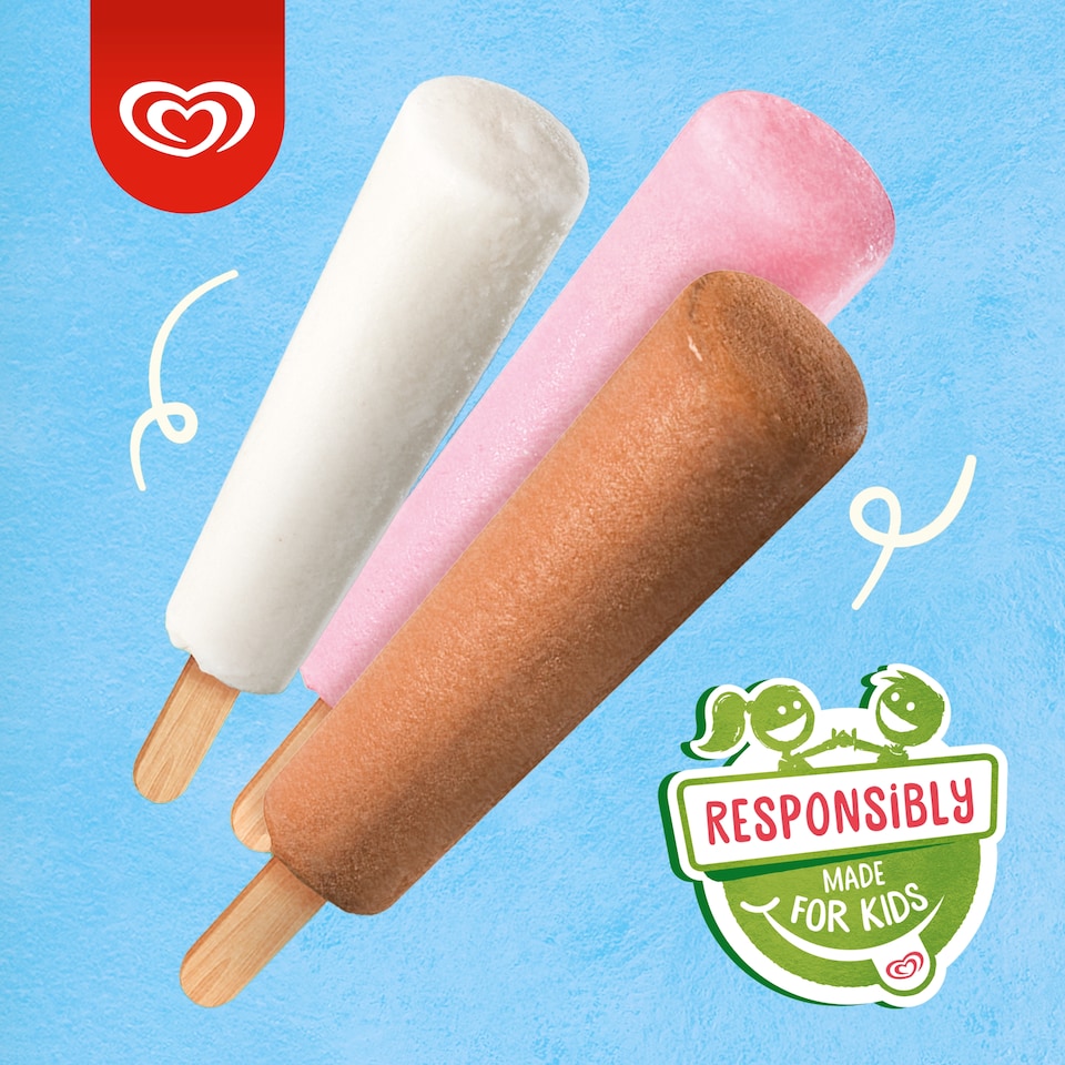 image 1 of Wall's Mini Milk Vanilla, Strawberry & Chocolate Ice Cream Lollies 10x35ml