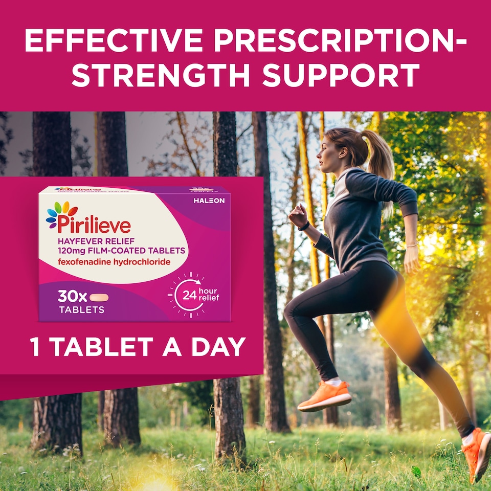 image 1 of PIRILIEVE HAYFEVER RELIEF 120MG 30 TABLETS