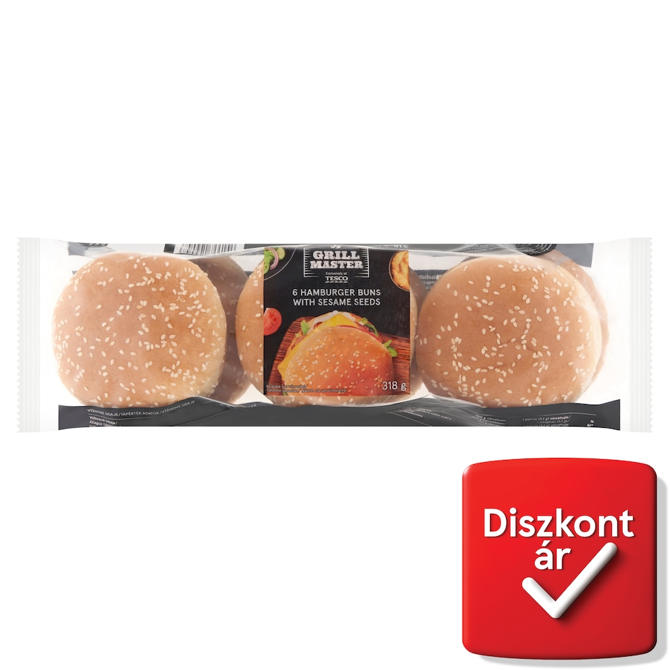 Grill Master szezámmagos hamburger zsemle 6 x 53 g (318 g)