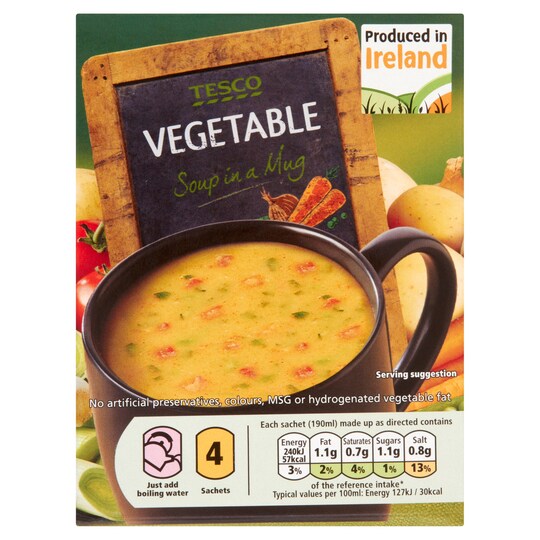Tesco Instant Soup Vegetable 4 Pack X 8.5G Tesco Groceries