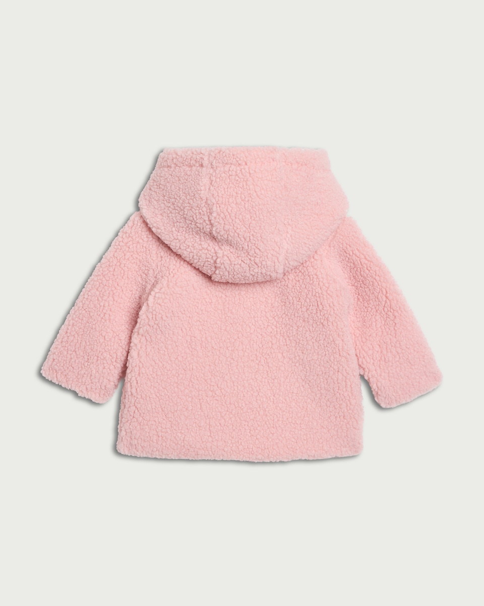 image 1 of F&F Baby Strawberry Embroidered Fleece Jacket in Pink