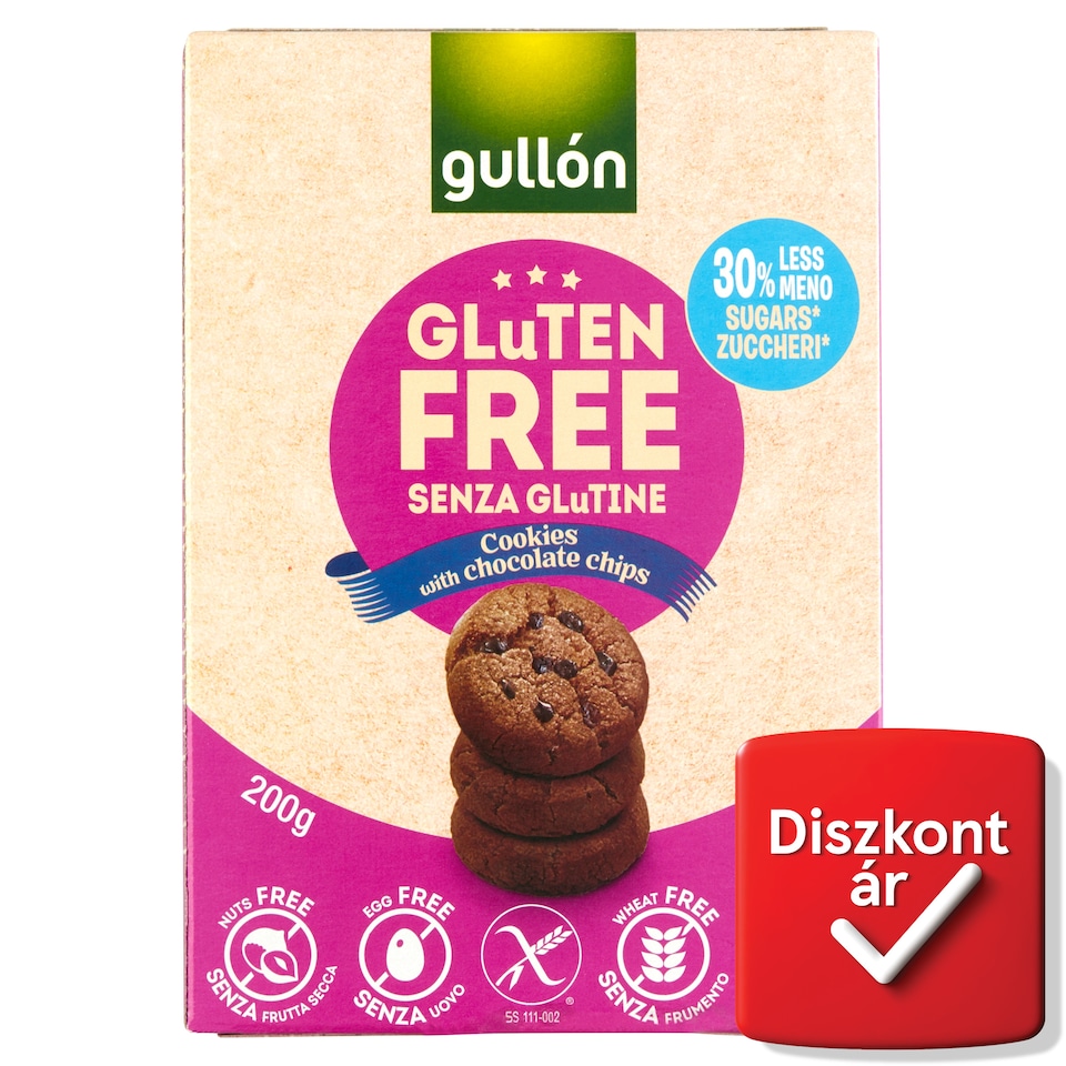 Gullón gluténmentes keksz csokoládé darabokkal 200 g  1. kép
