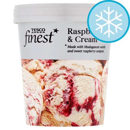 Tesco Finest Ice Cream Raspberry & Cream 480Ml Tesco Groceries