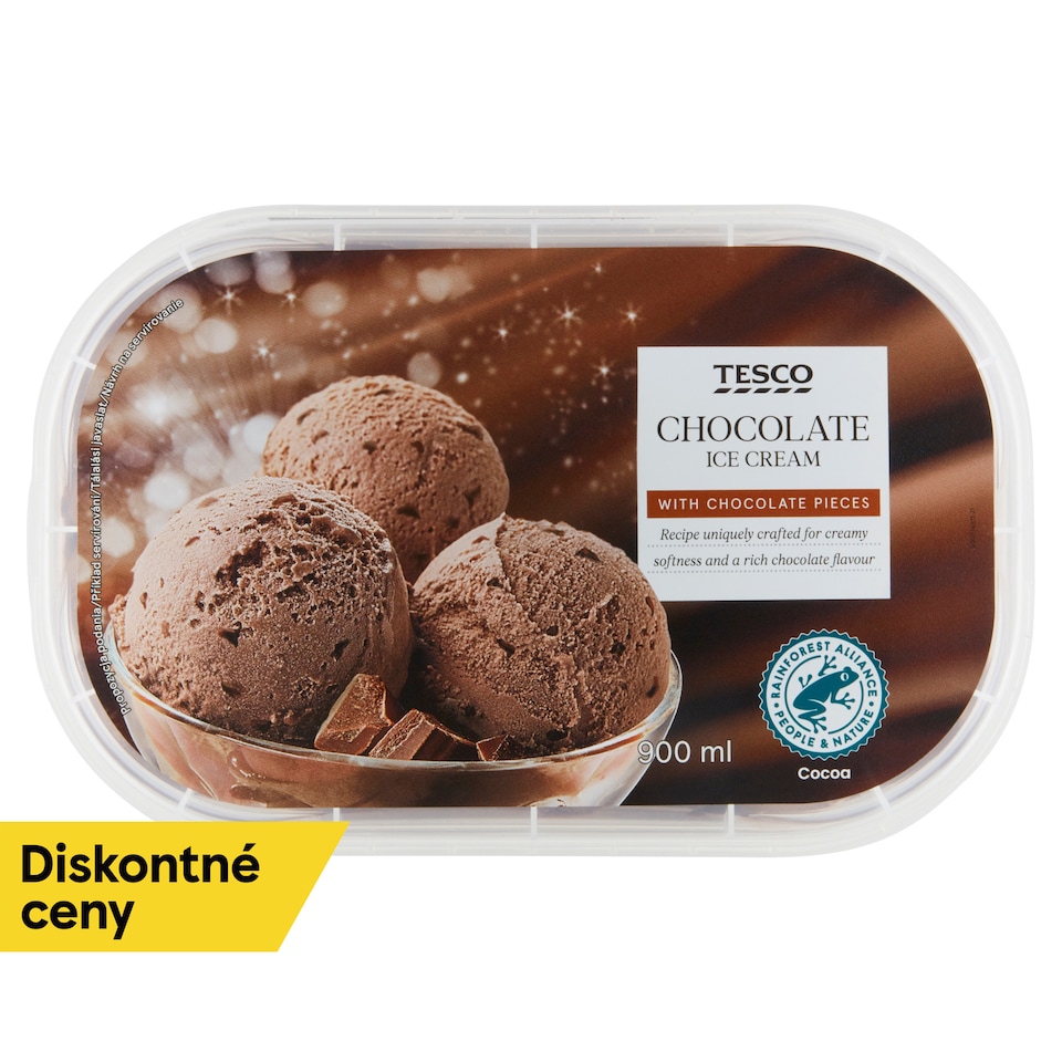 Tesco Smotanový mrazený krém čokoládový s kúskami čokolády 900 ml