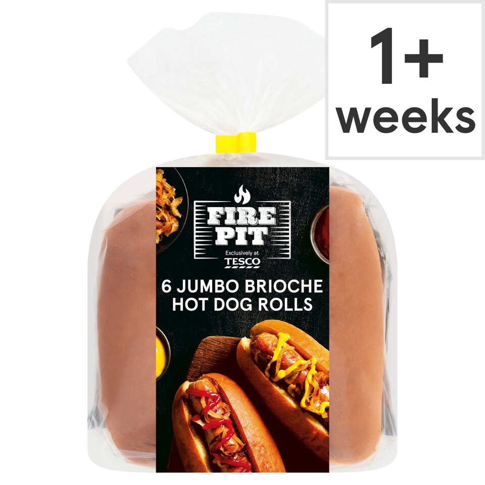 Tesco Fire Pit 6 Jumbo Brioche Hot Dog Rolls Tesco Groceries