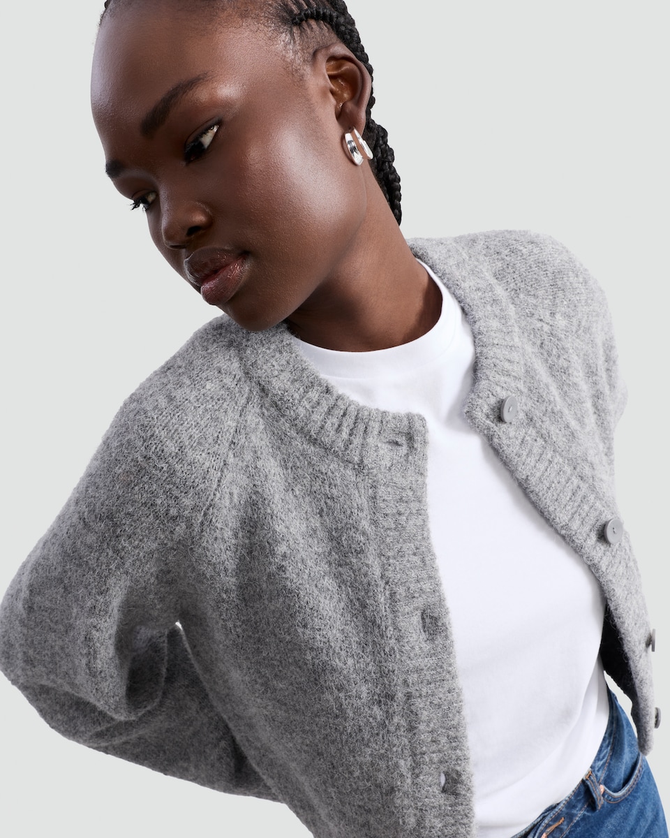 image 1 of F&F Knitted Button Front Cardigan with Wool in Grey