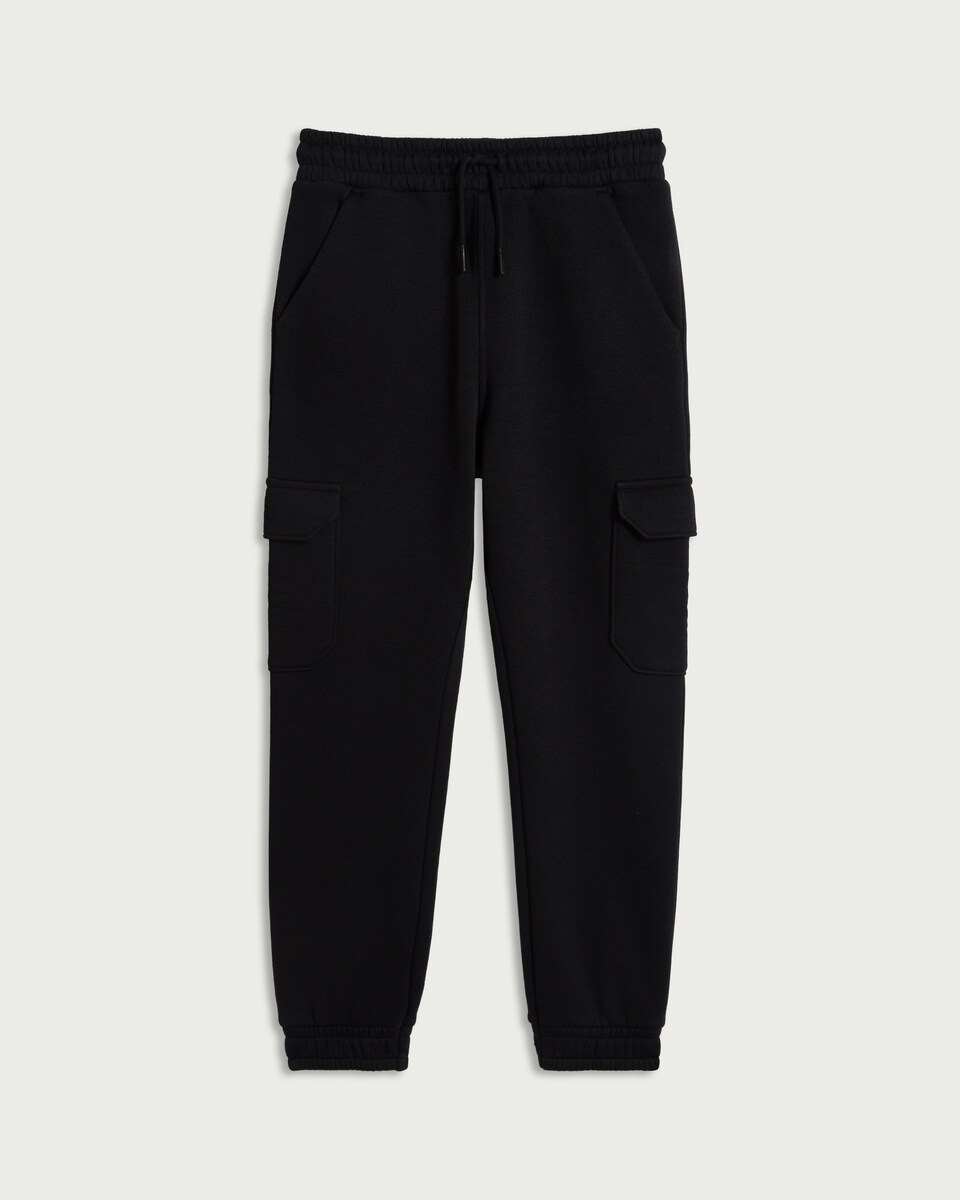 image 1 of F&F Boys Cotton Rich Cargo Joggers in Black