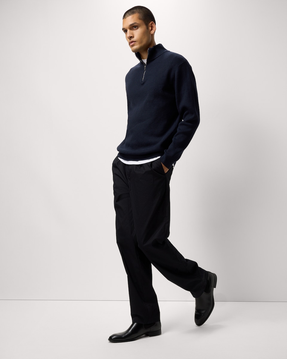 image 1 of F&F Ribbed Half Zip Jumper in Navy