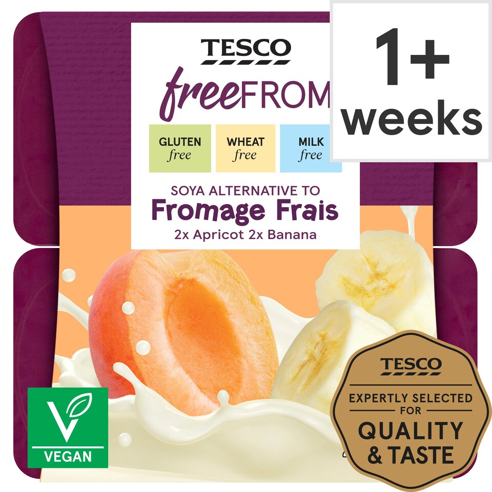 Tesco Free From Apricot & Banana Soya Yogurt 4X90g