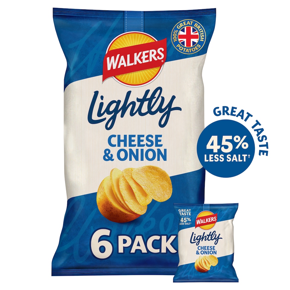 image 1 of Walkers Lightly Cheese & Onion 6x25g