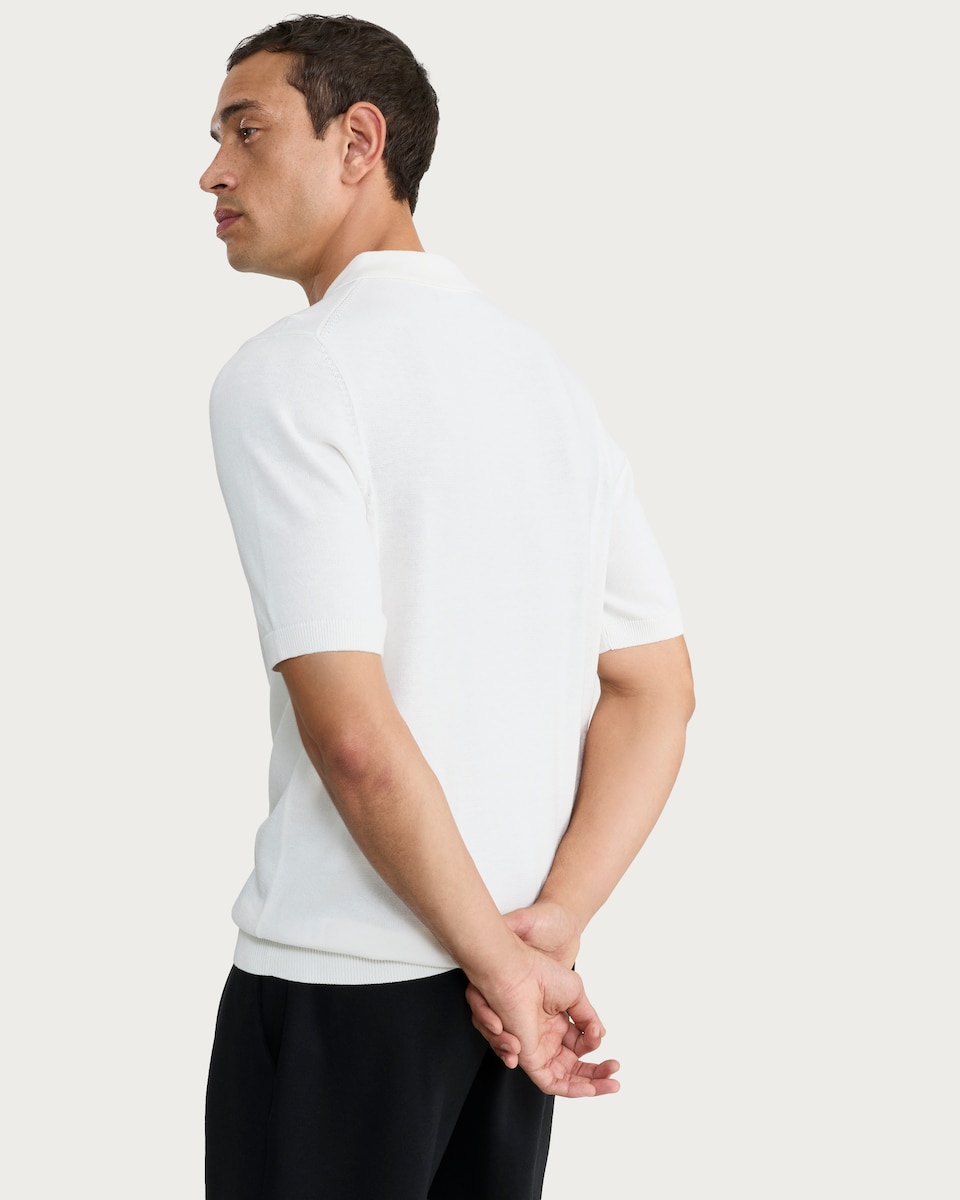 image 1 of F&F Cotton Rich Argyle Knit Polo Shirt in Cream