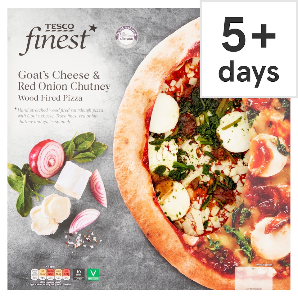 Tesco Finest Goat's Cheese And Red Onion Chutney Pizza 502G