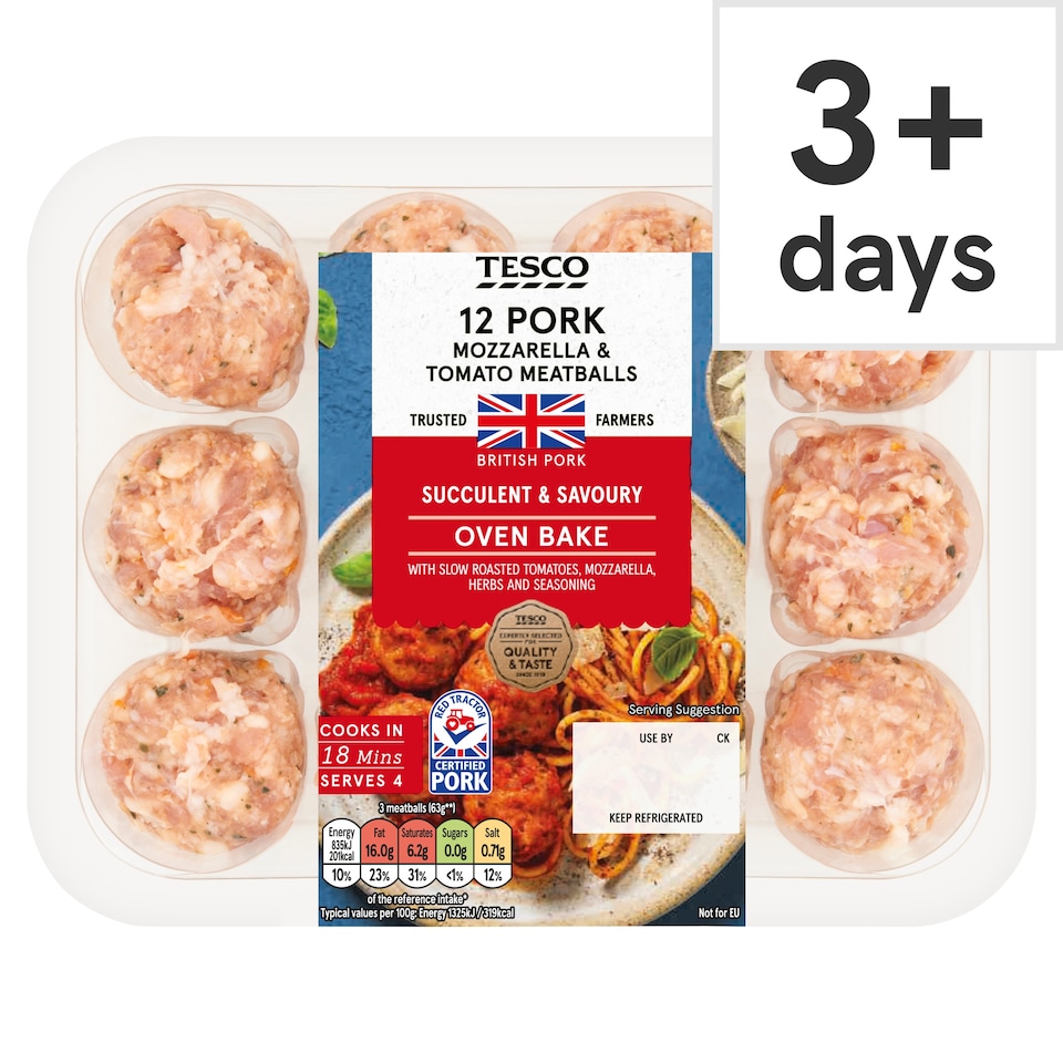 Tesco Pork, Mozzarella & Tomato Meatballs 336g