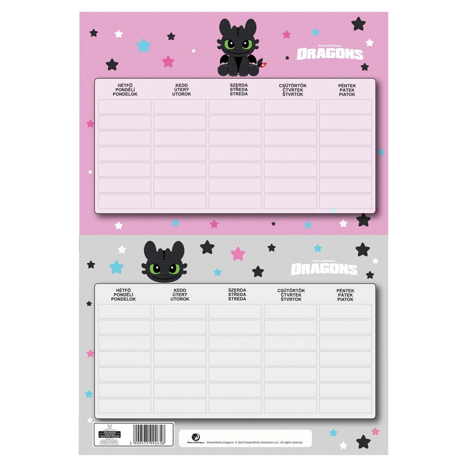 Dragons Timetable A5 