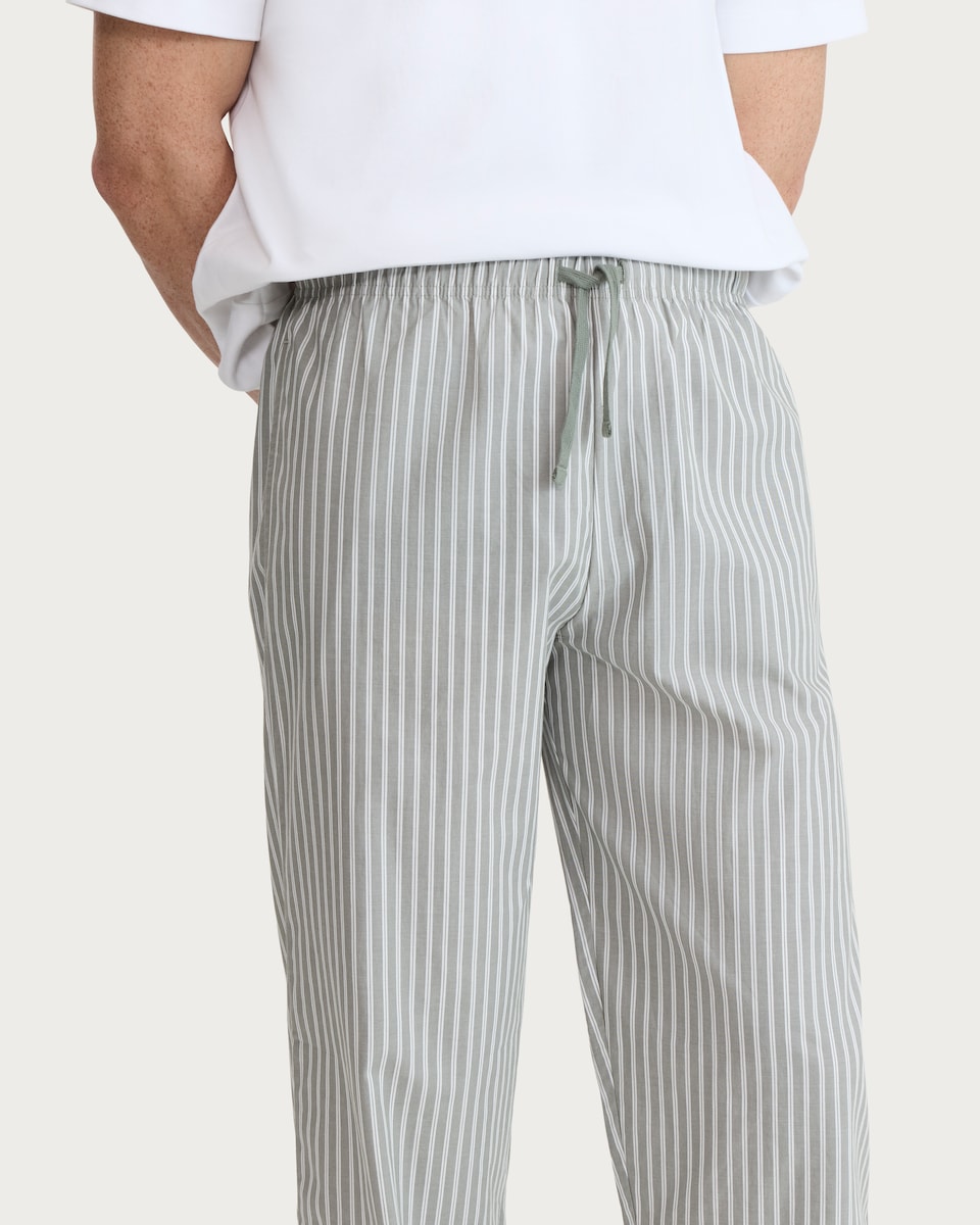 image 1 of F&F Pure Cotton Stripe Print Pyjama Bottoms in Khaki