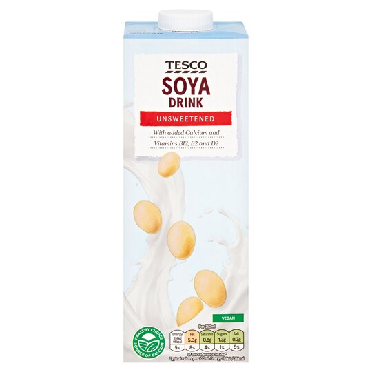 Tesco Longlife Unsweetened Soya Milk Alternative 1L Tesco Groceries