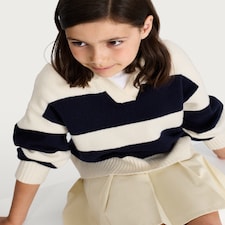 F&F Girls Oversized Stripe Collared Jumper in Multi