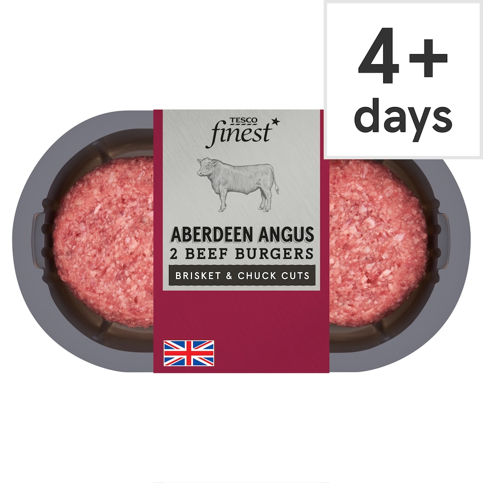 Tesco Finest Aberdeen Angus 2 Beef Burgers 340g