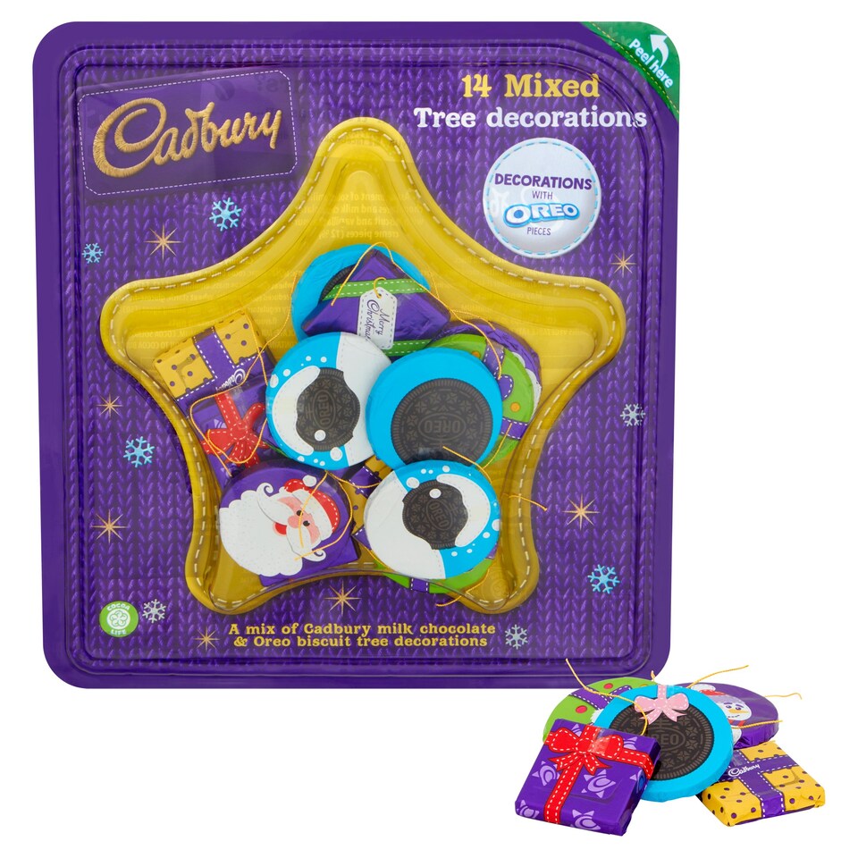 Cadbury Milk Chocolate And Oreo Tree Decorations 14 Pack 136G Tesco
