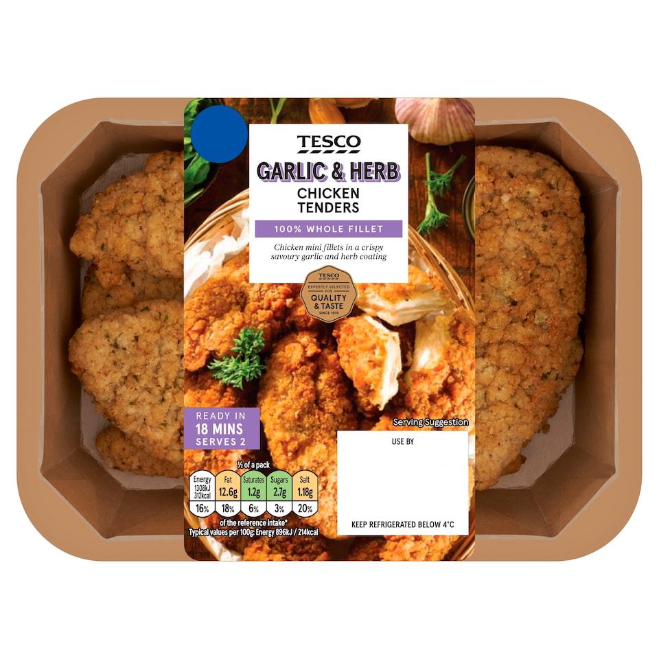 Tesco Garlic & Herb Chicken Tenders 305g