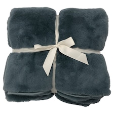 F&F Home Plain Faux Fur Throw Slate Blue 