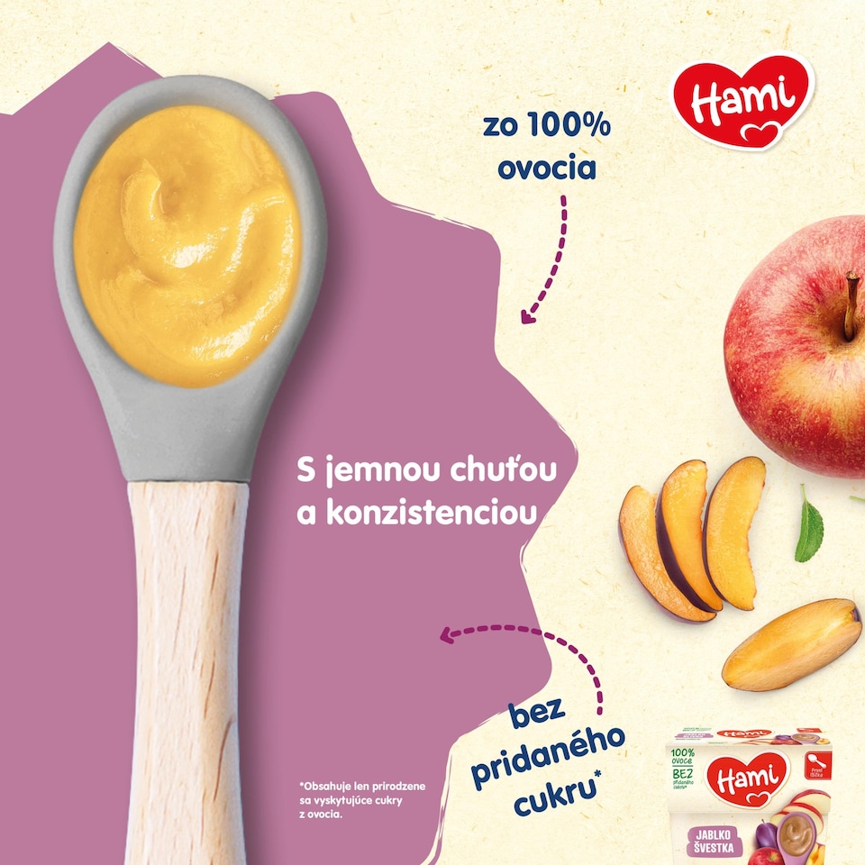 obrázok 1 z HAMI ovocný príkrm Slivka a jablko 4x100g