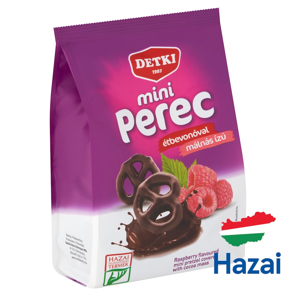 Detki Raspberry Flavoured Mini Pretzel Sweet Crisp Biscuit Covered with Cocoa Mass 160 g