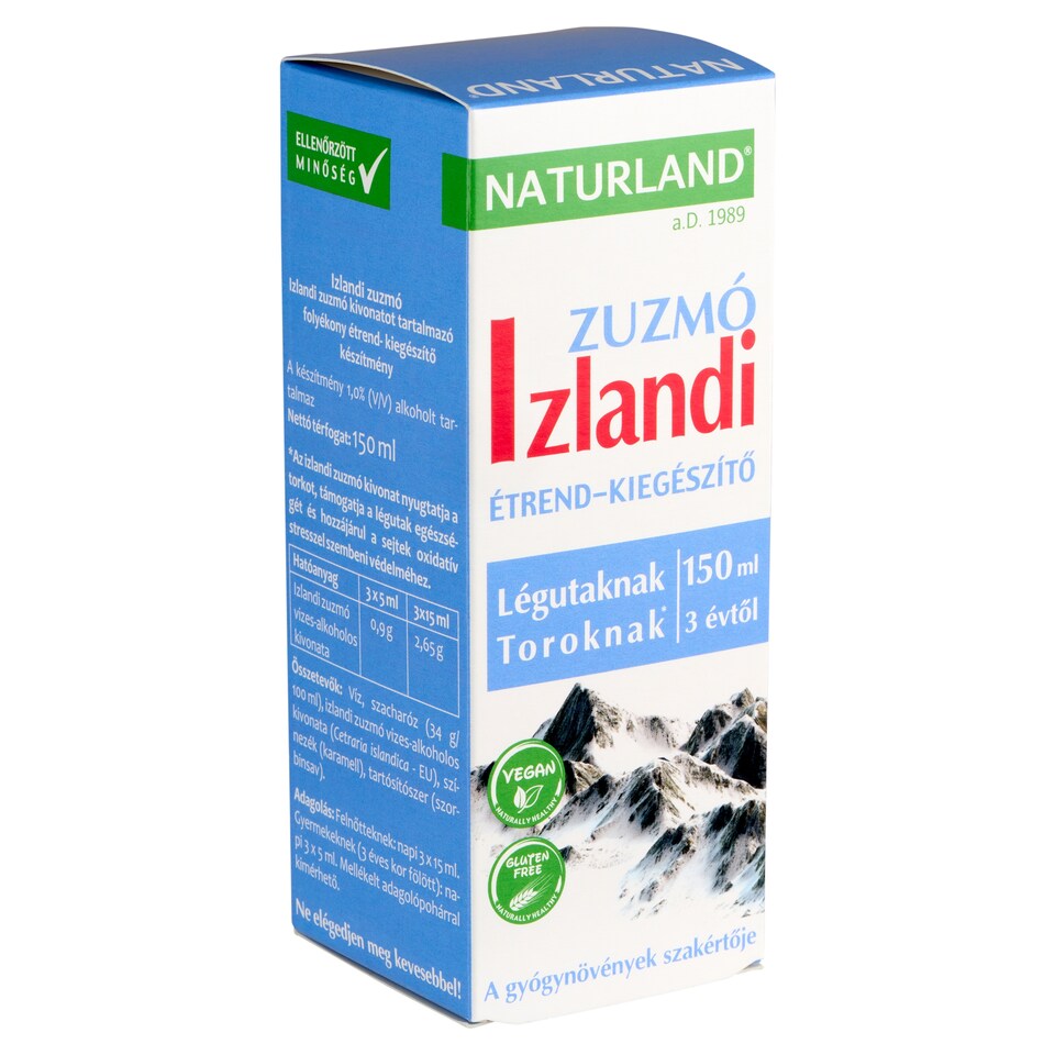 Naturland izlandi zuzmó kivonatot tartalmazó folyékony étrend-kiegészítő készítmény 150 ml  1. kép