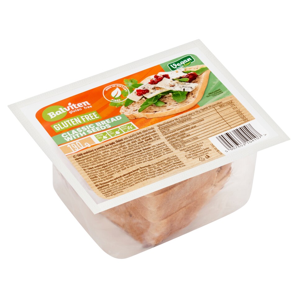 image 1 of Balviten Gluten Free Vegan Sliced Classic Bread with Seeds 190 g