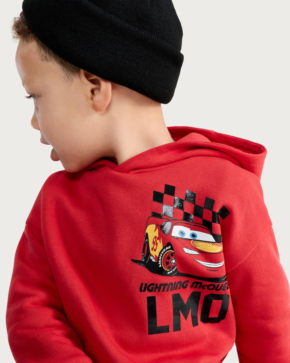 image 1 of Disney Lightning McQueen Cotton Rich Hoodie in Red
