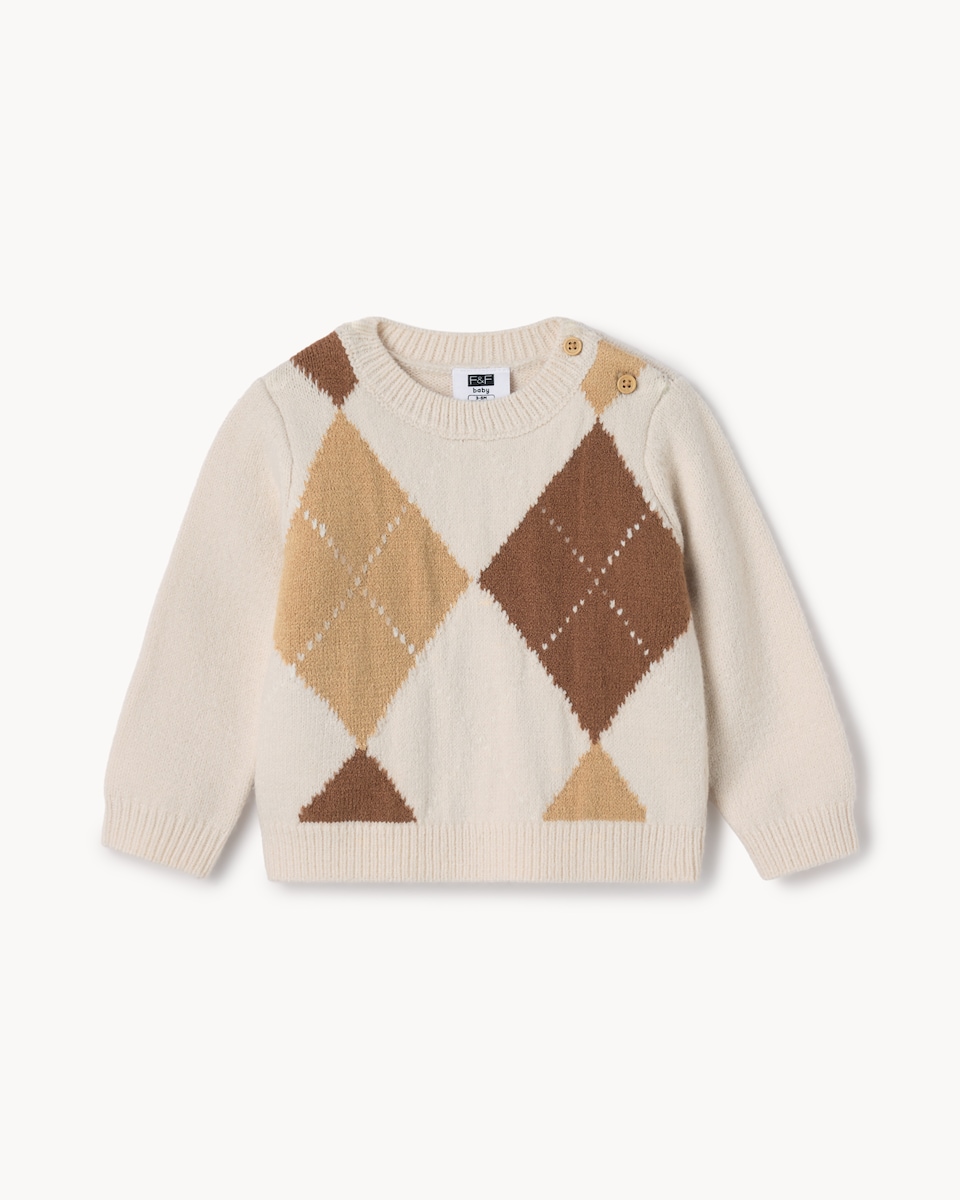 image 1 of F&F Baby Argyle Jumper in Neutral