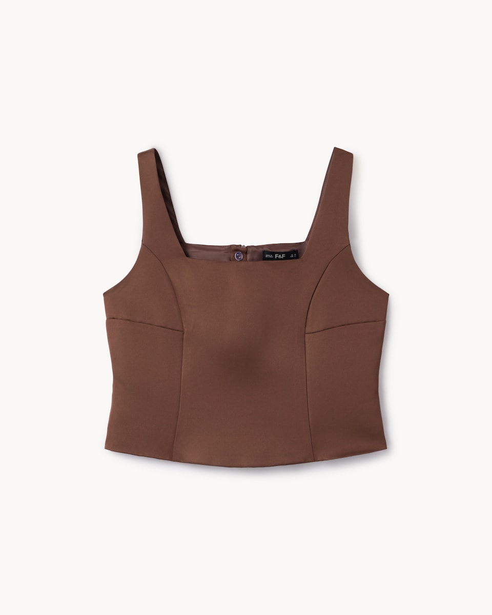 image 1 of F&F Satin Co-ord Top in Brown