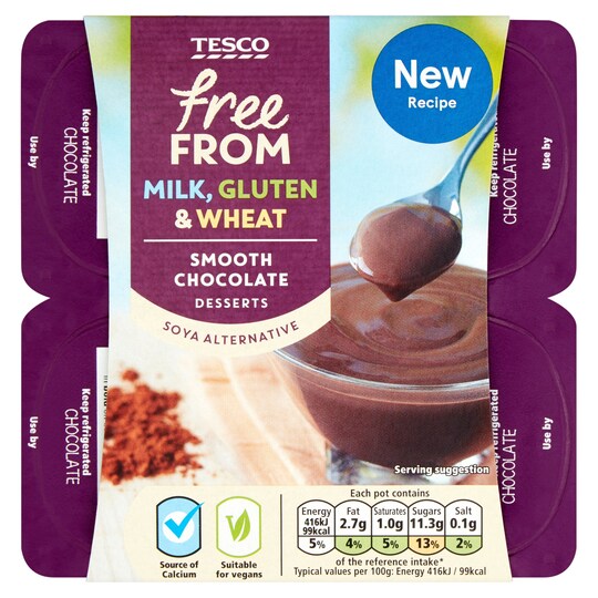 Tesco Free-From Chocolate Dessert 4X100g