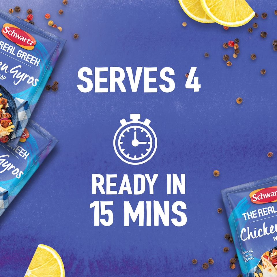 image 1 of Schwartz The Real greek Chicken gyros Wrap Recipe Mix 20g