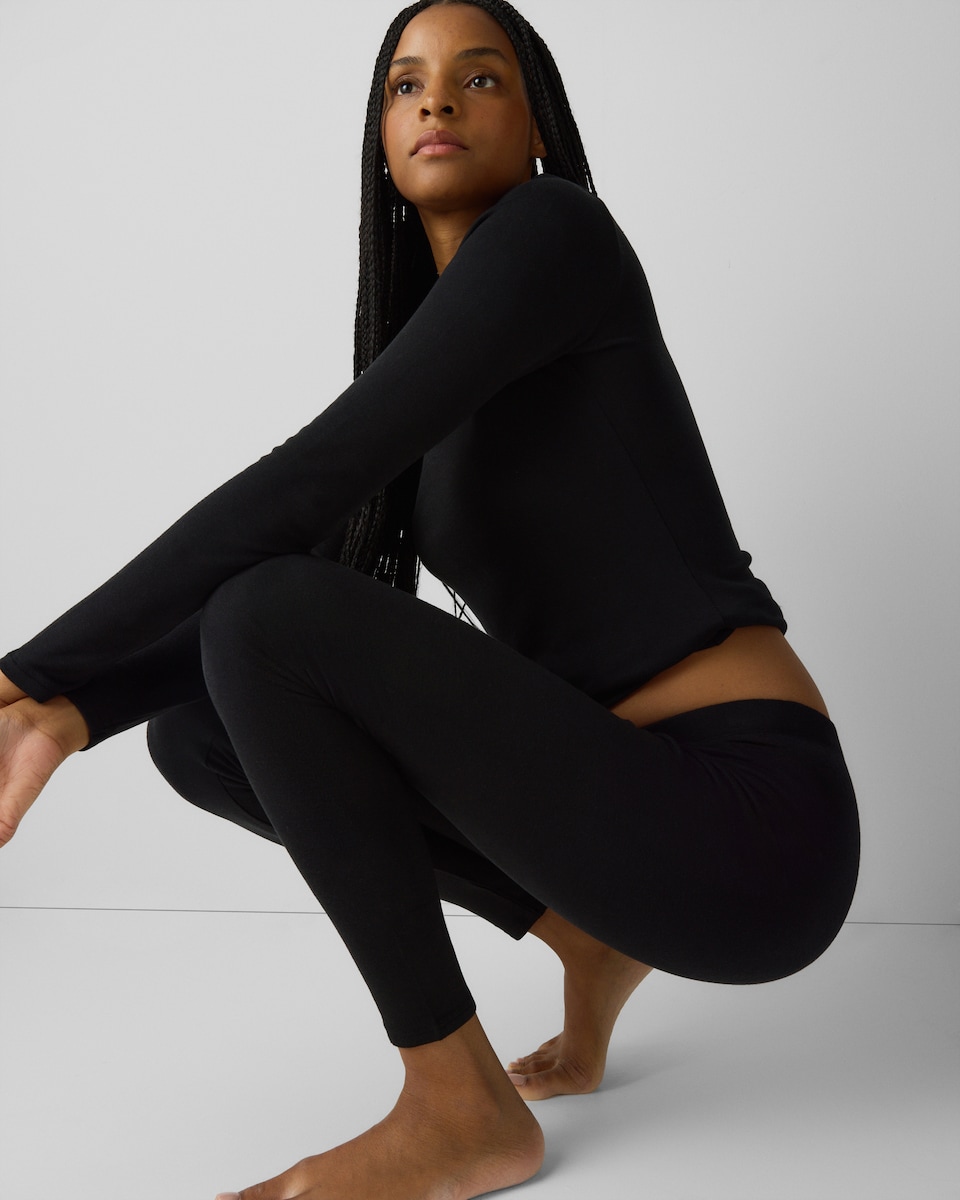 image 1 of F&F WARMPLUS™ Medium Warmth Thermal Leggings in Black