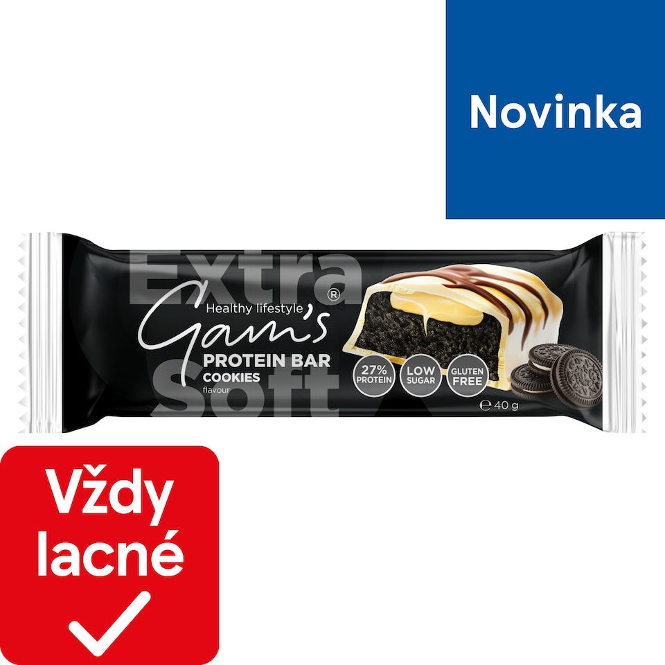 obrázok 1 z Gam's Proteínová tyčinka s príchuťou cookies v bielej poleve 40 g