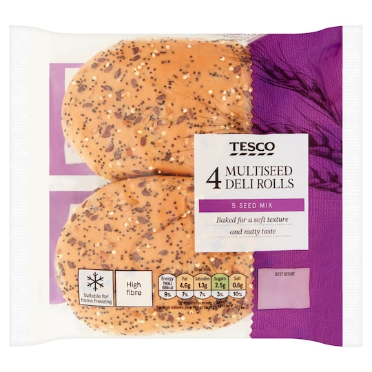 Tesco 4 Mixed Seed Deli Rolls Tesco Groceries