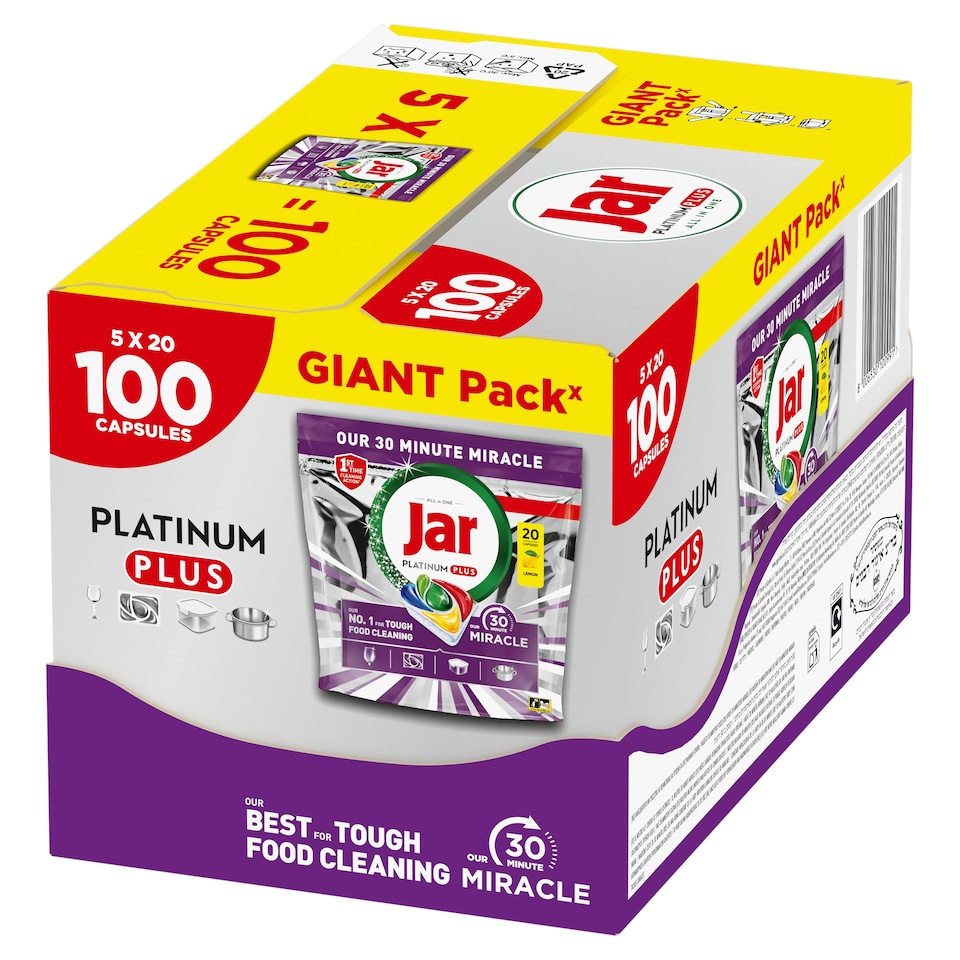 image 1 of Jar Our 30 Minute Miracle Platinum Plus Dishwasher Tablets, 100 X