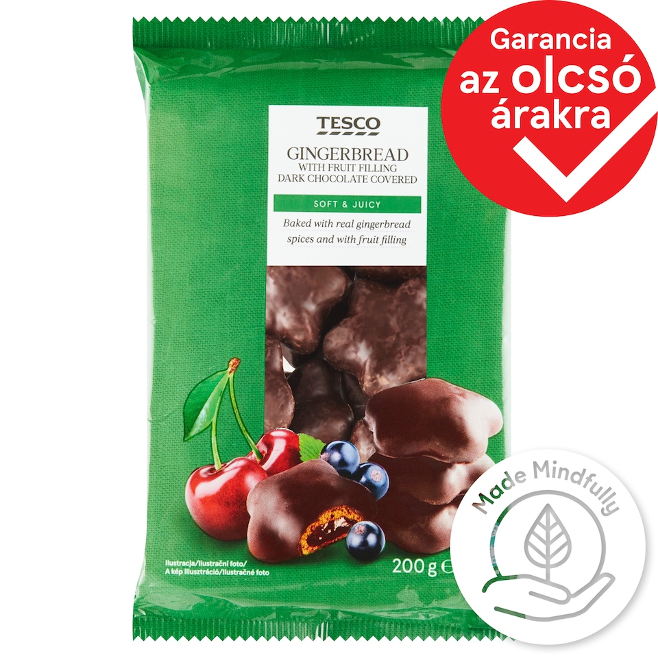 Tesco Dark Chocolate Covered Gingerbread with Fruit Filling 200 g