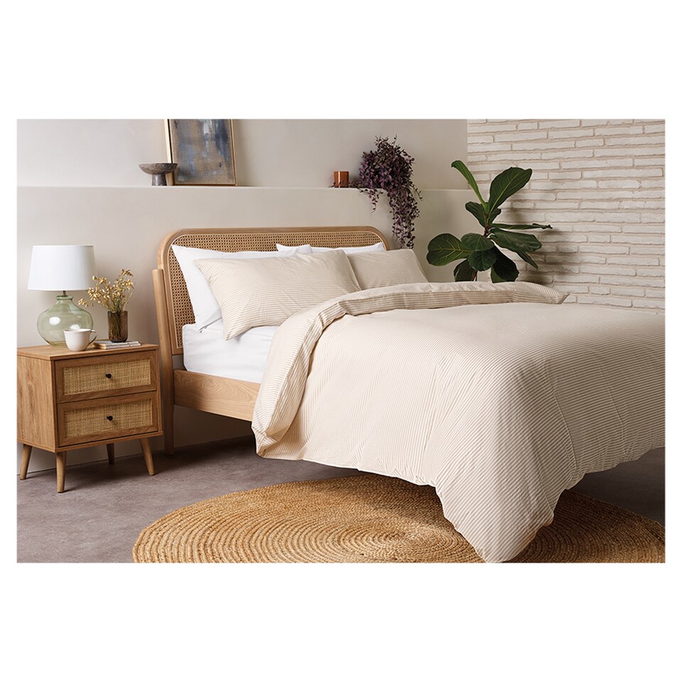 F&F Home Natural Striped Duvet Set King
