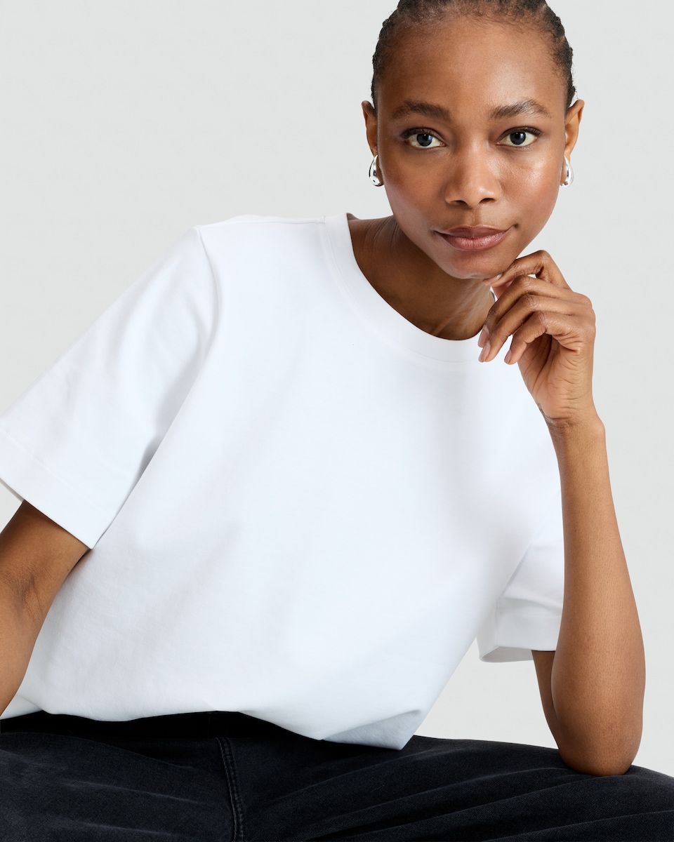 image 1 of F&F Pure Cotton Heavyweight Crew Neck T-Shirt in White